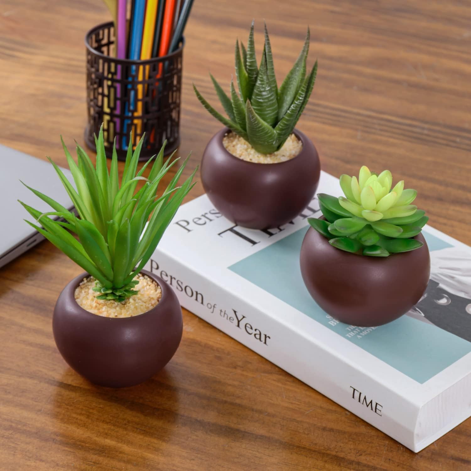 MyGift Artificial Succulent Plants Set of 3
