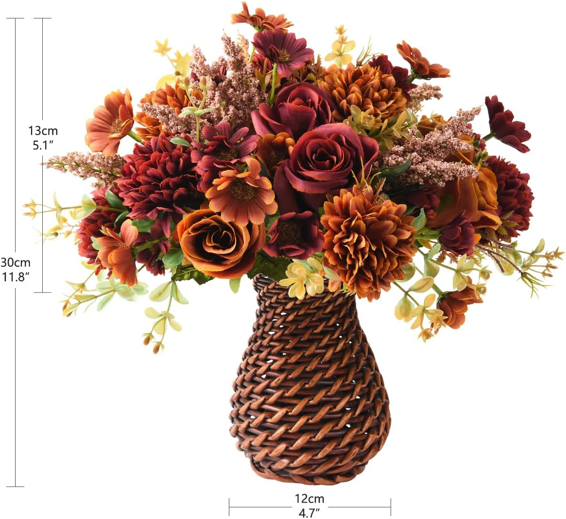 INQCMY Artificial Flowers with Vase for Decor