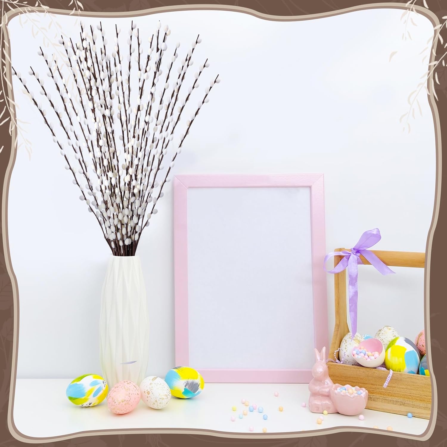 20 Stems 315 Inch Artificial Pussy Willow Branches for Vases