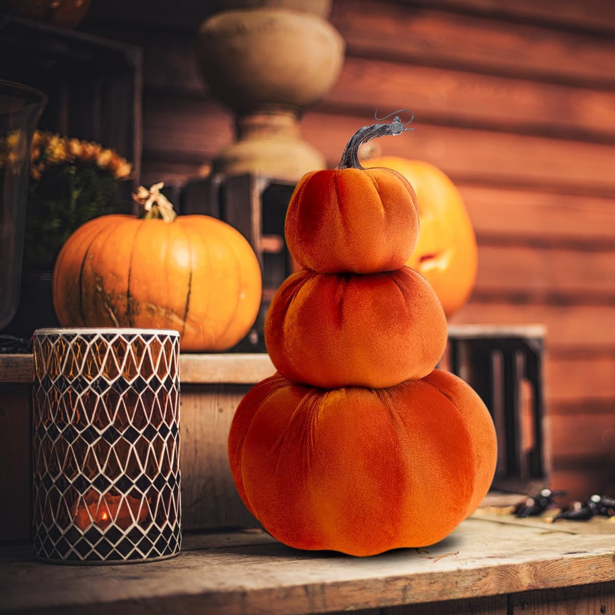 Gresorth 126 Inch Artificial Velvet Pumpkin Tower