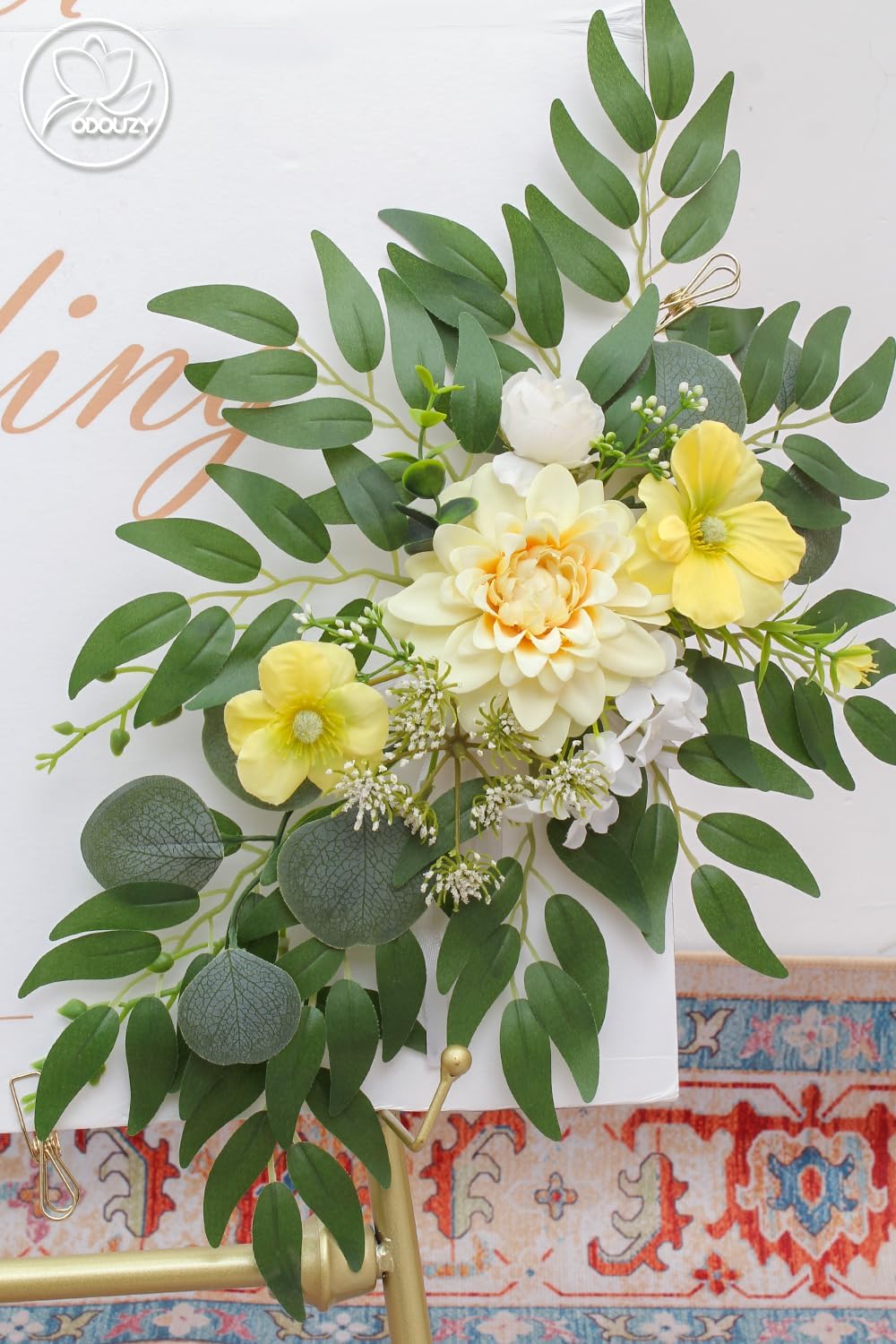 Pack of 2 Yellow Artificial Wedding Arch Flowers Reusable Decorations
