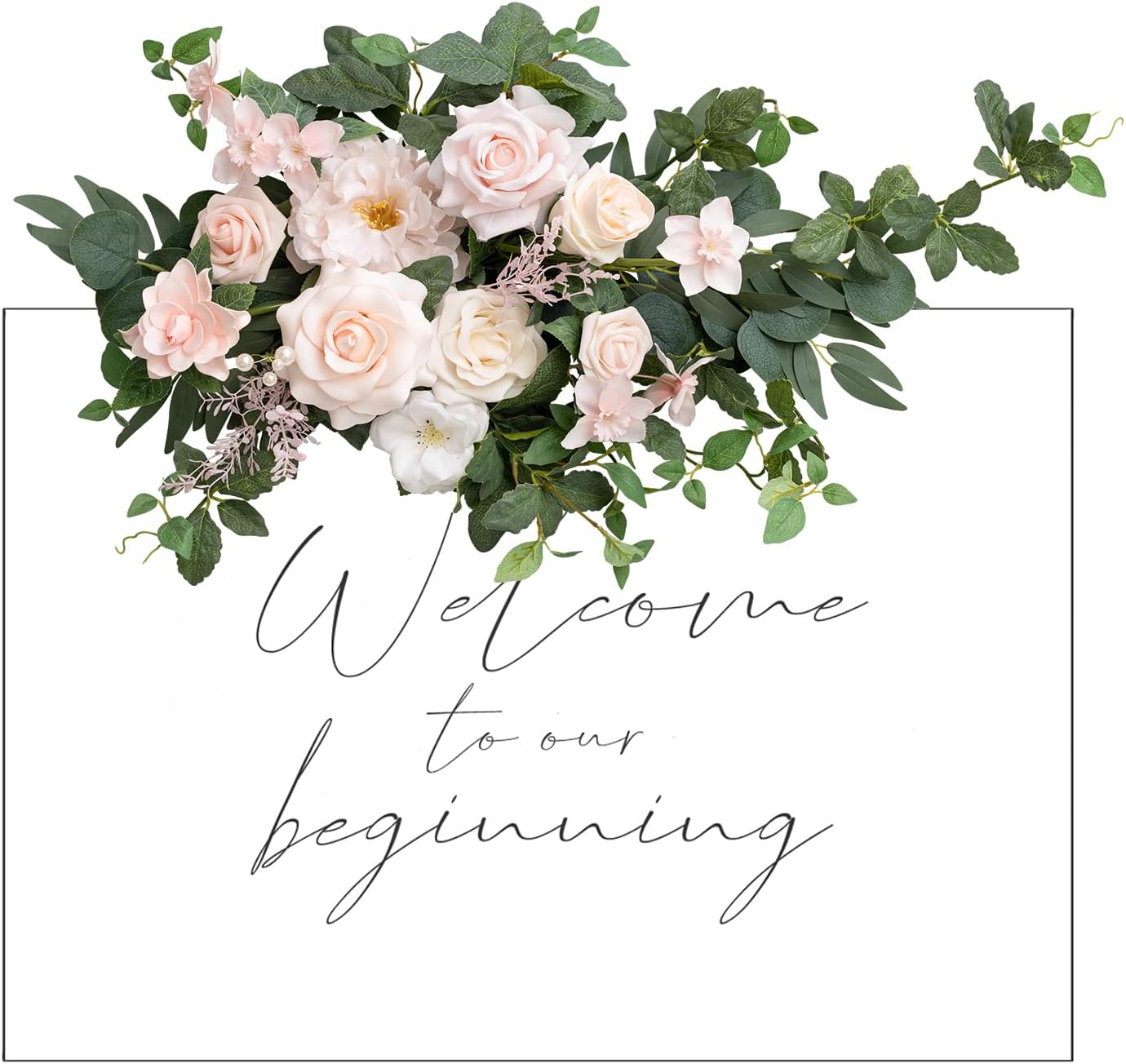 Lings Moment Artificial Flower Swag Wedding Welcome Sign