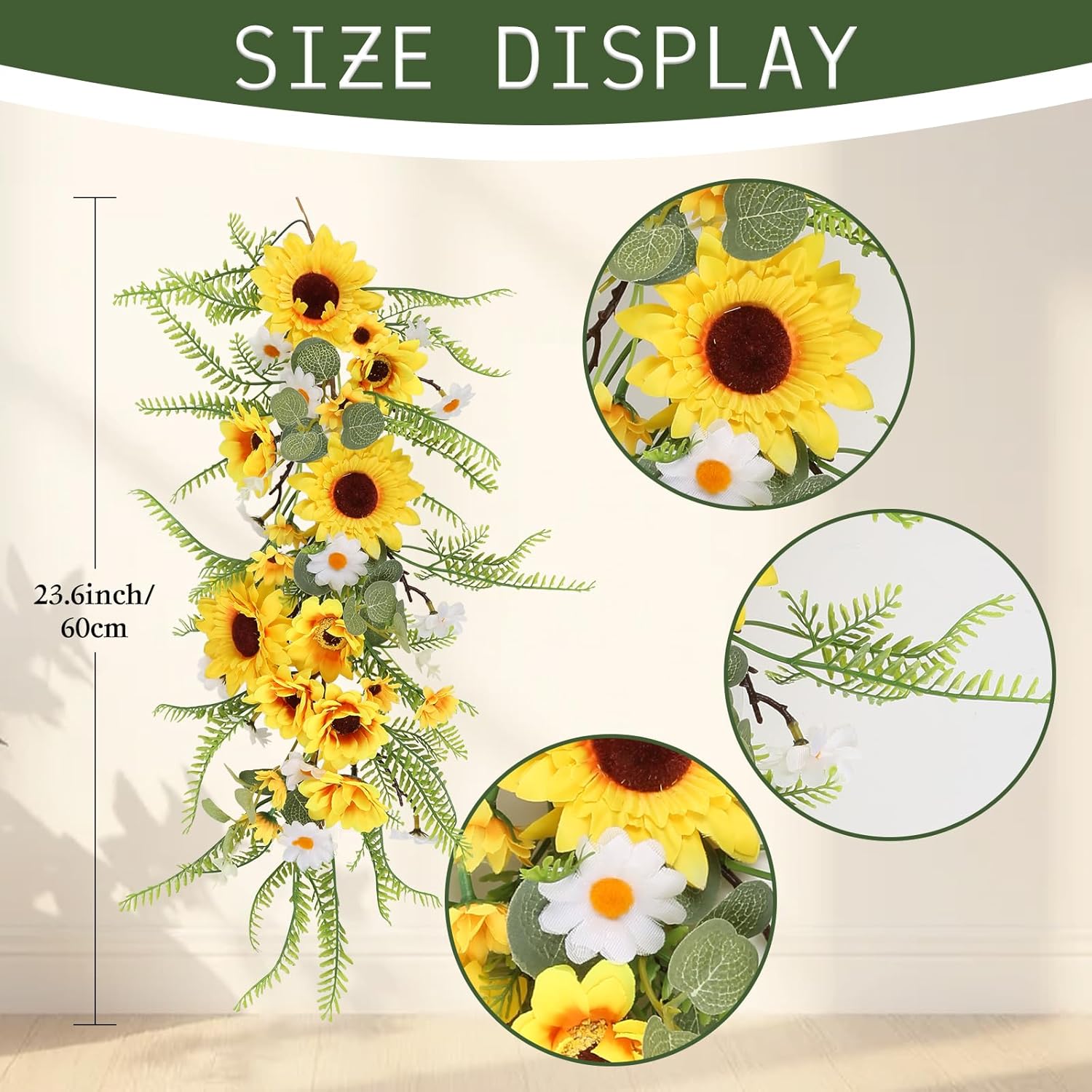 2PCS Artificial Sunflower Swags for Front Door