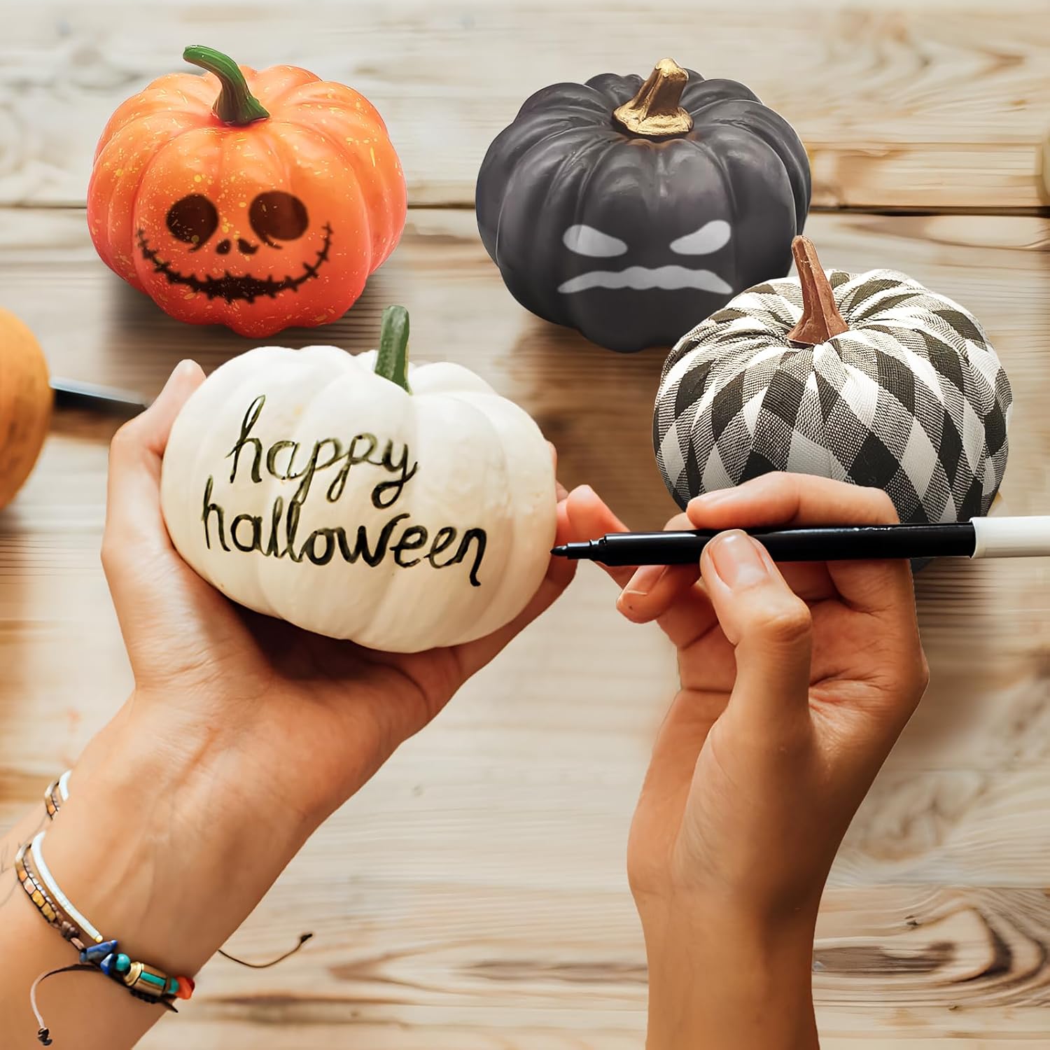 Ueerdand 16 Pc Fall Decor Artificial Pumpkins Set
