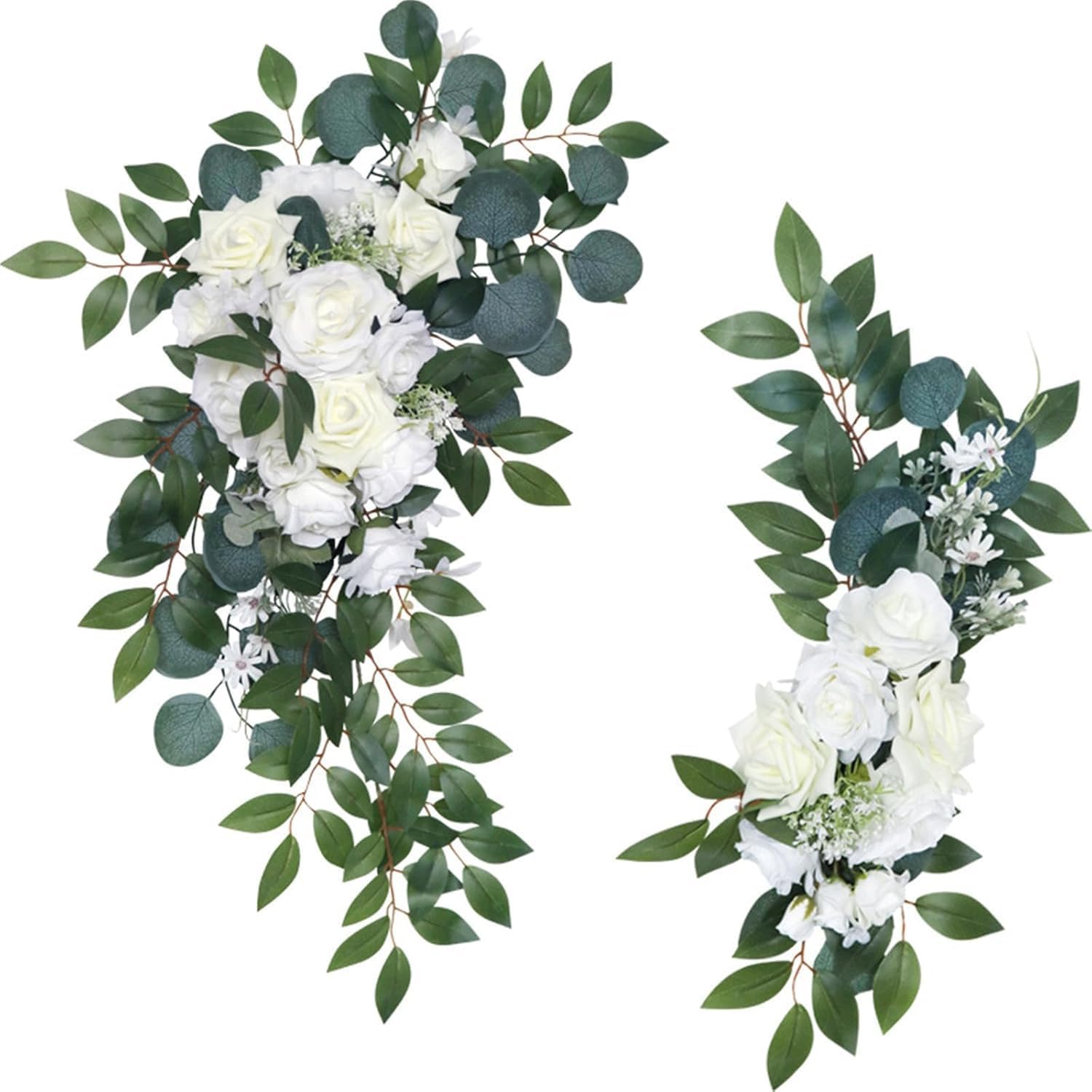 S_SSOY Artificial Wedding Arch Flowers 2 Pack White