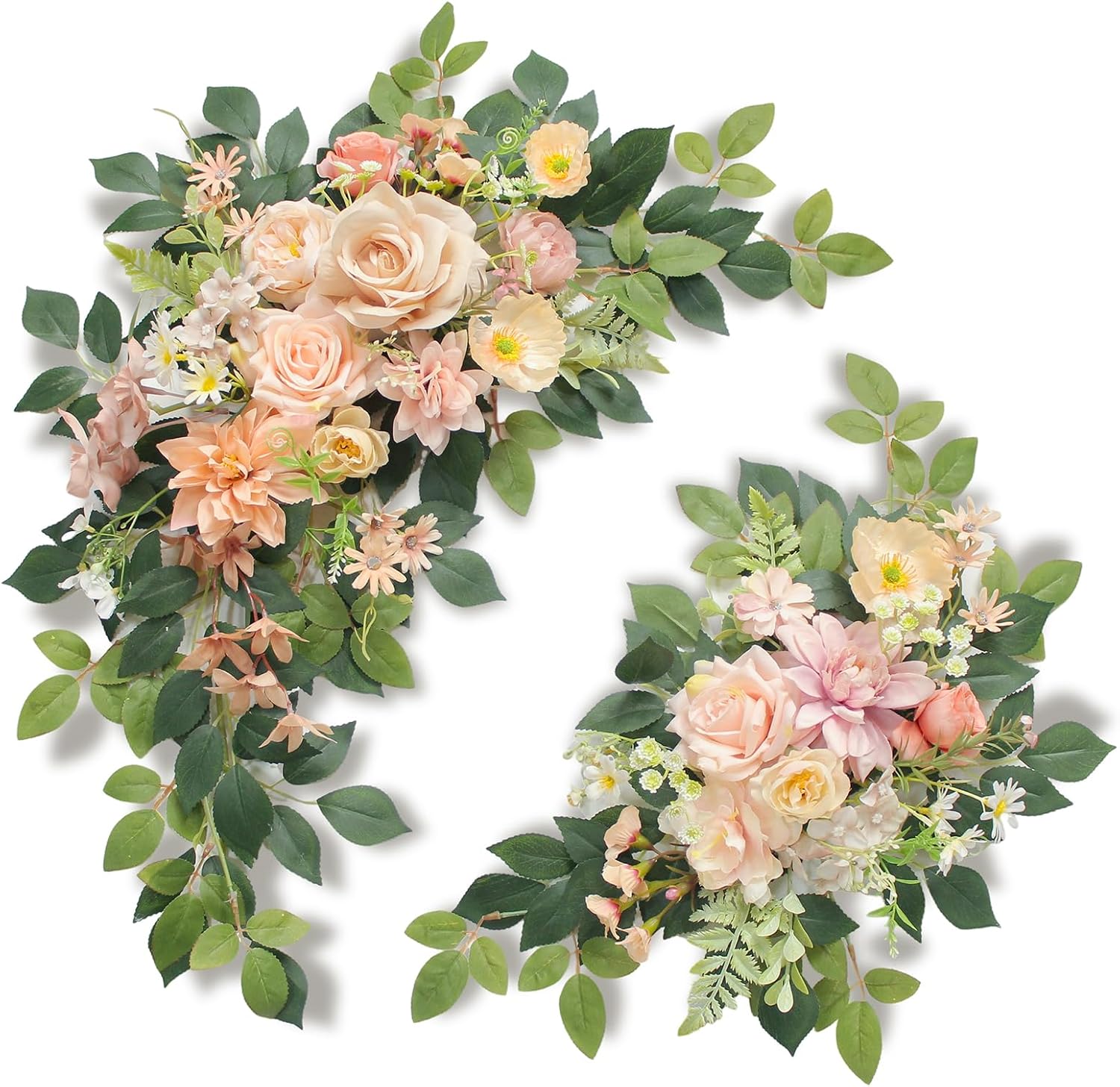 Pack of 2 Wedding Arch with Artificial Flowers and Welcome Sign