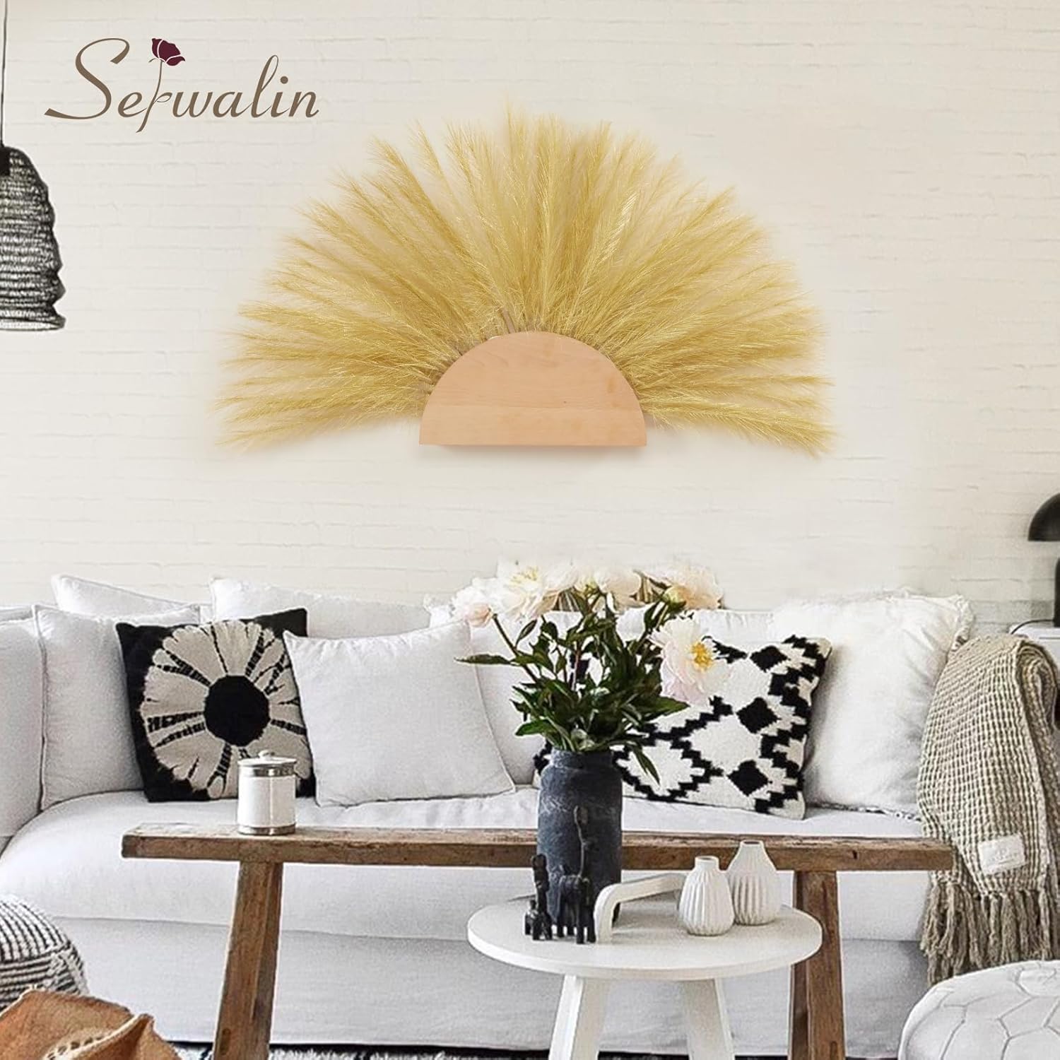 Serwalin 60Pcs Artificial Gold Pampas Grass Decor