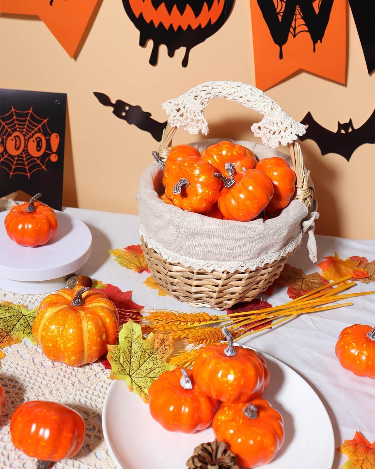 Vensovo Orange Foam Mini Pumpkins 2 Inch 16PCS Set