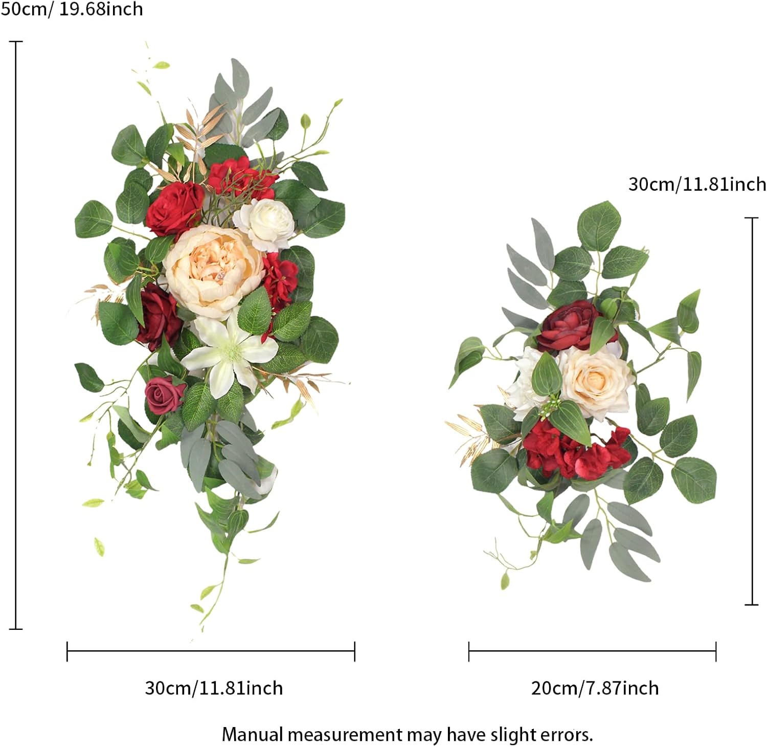 Wedding Arch Flowers Faux Set of 2 for Decorations