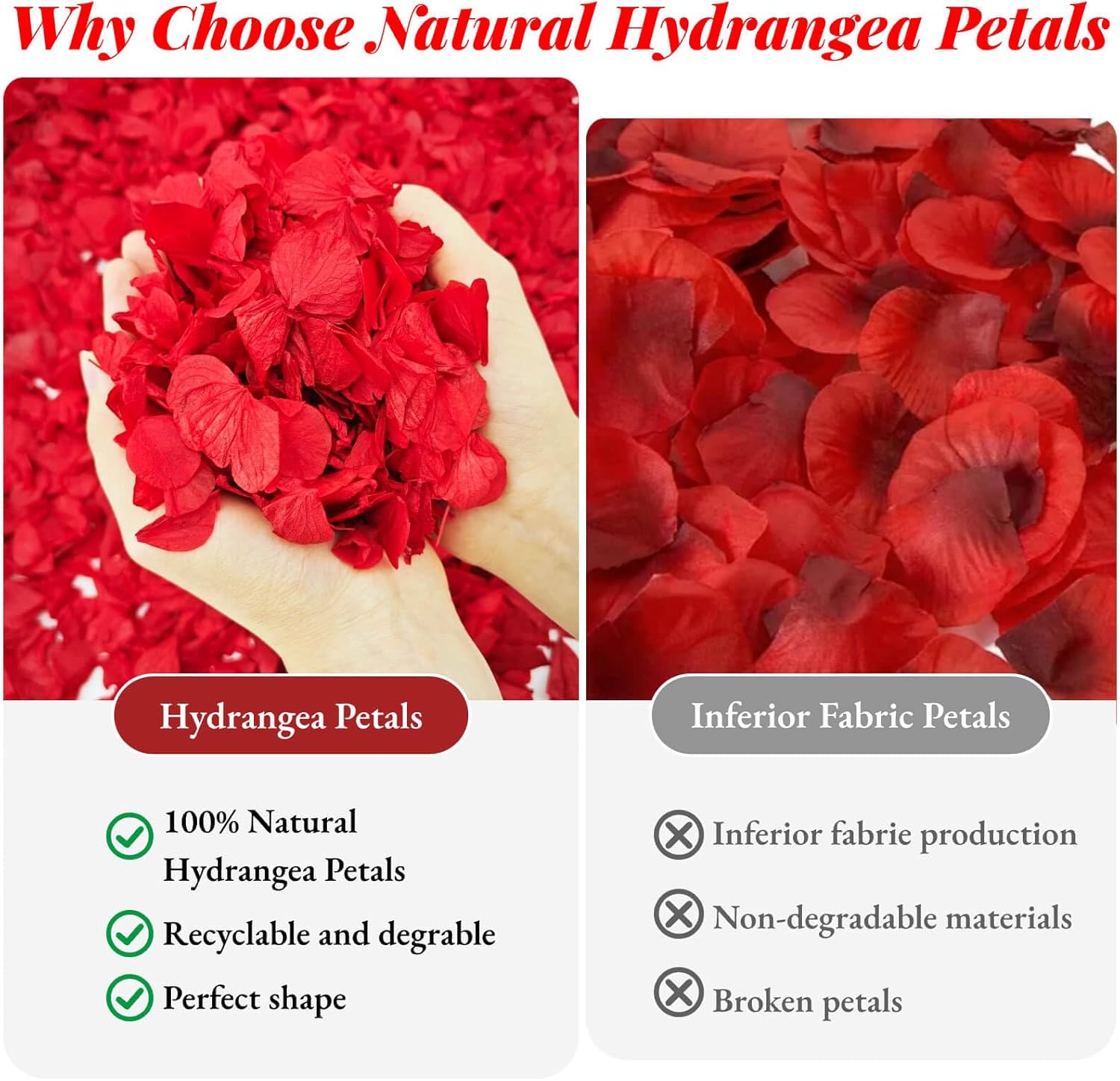 1500Pcs Real Dried Red Hydrangea Petals Natural