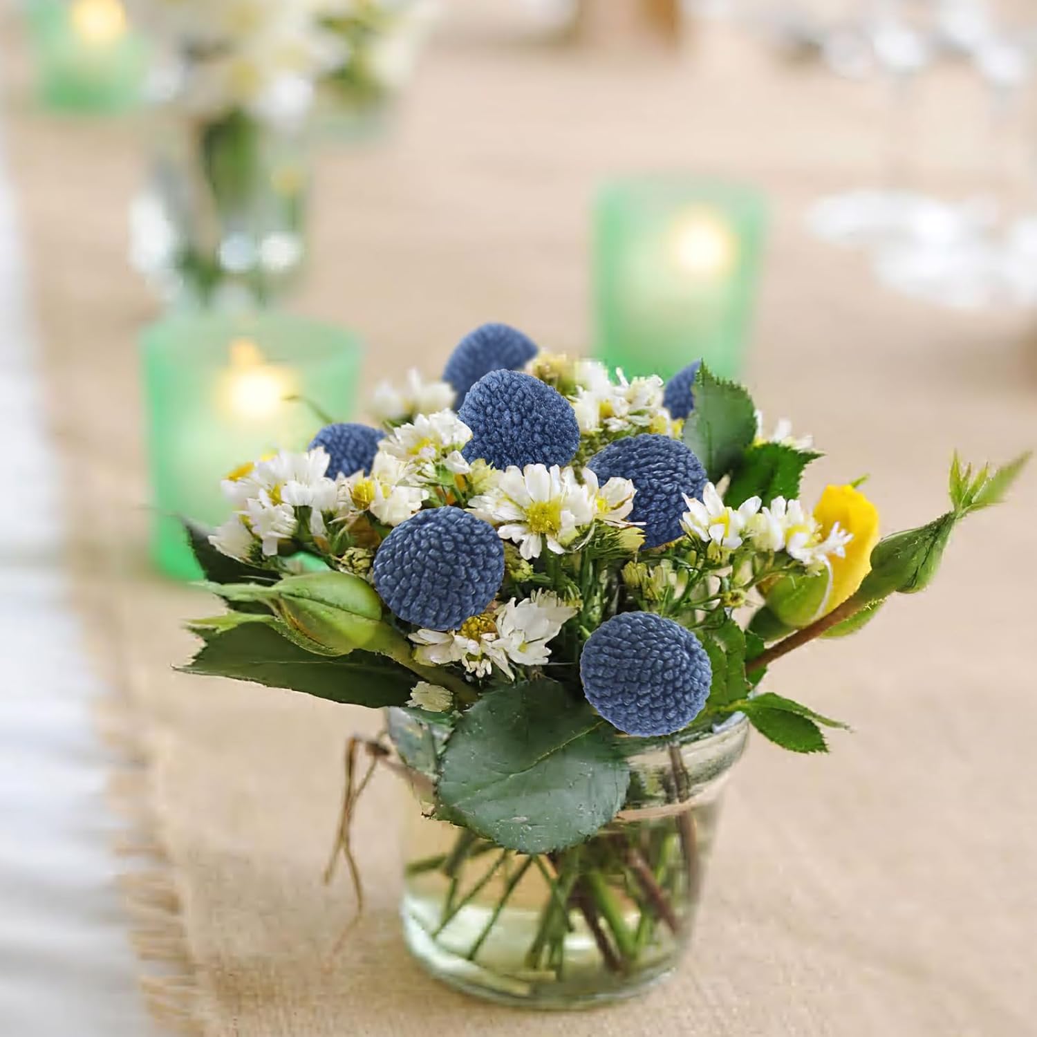 CISDUEO 20 Pcs Dried Billy Balls Blue Flowers Bouquet Decor