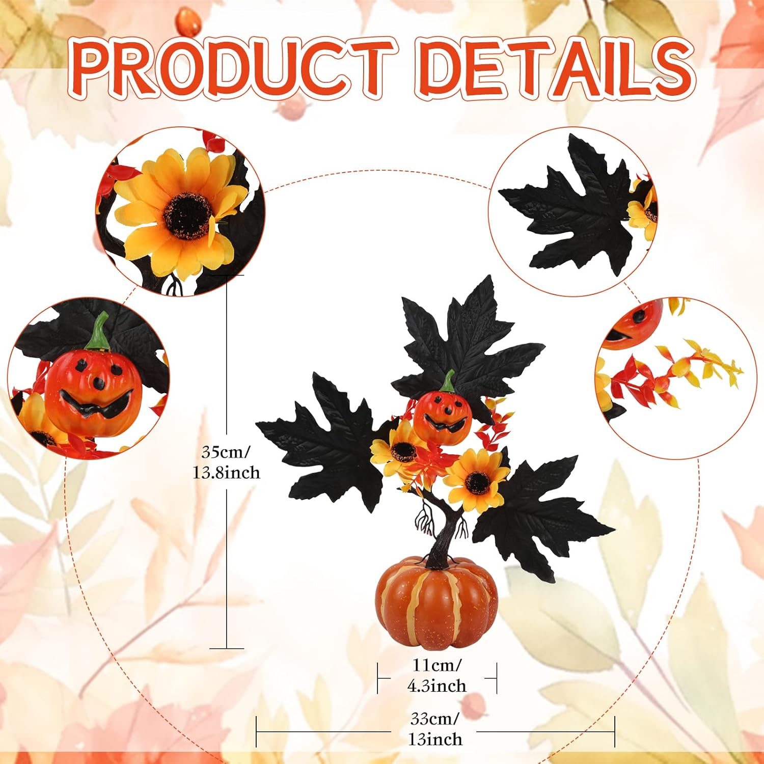 IPOPU Black Artificial Pumpkin with LED Lights