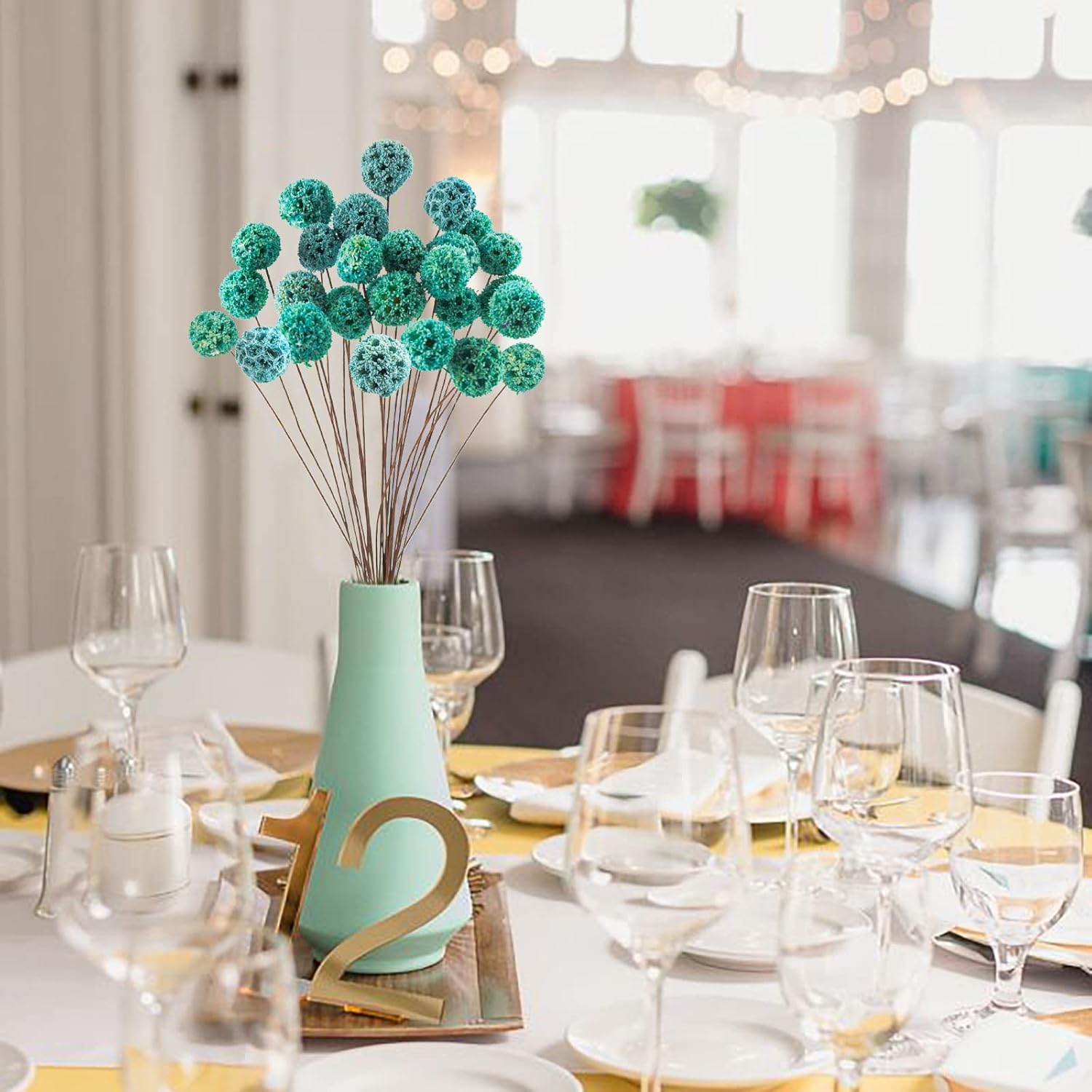 24 PCS Dried Billy Balls Flowers Bouquet Blue