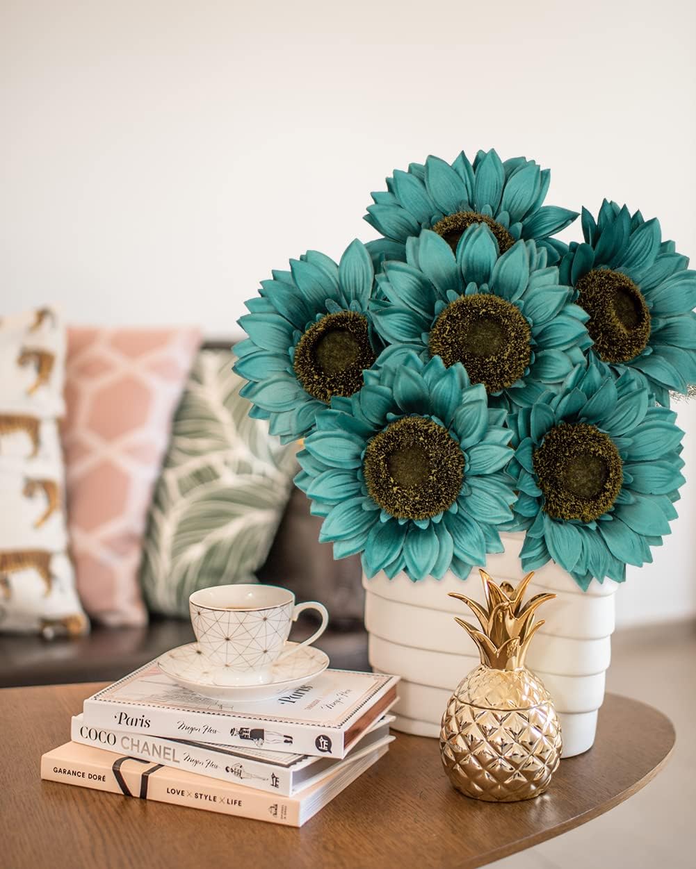 Hollyone Large Silk Sunflowers Artificial Flowers 6PCS 26 Long Stem Bouquet