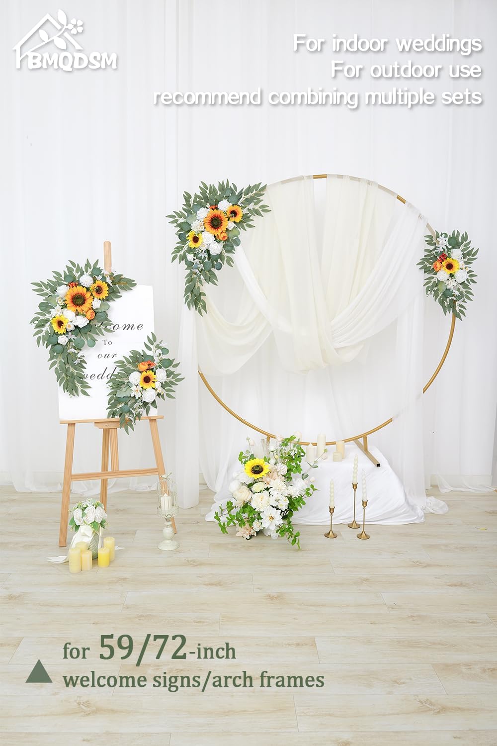 BMQDSM Wedding Arch Faux Flowers Set of 2