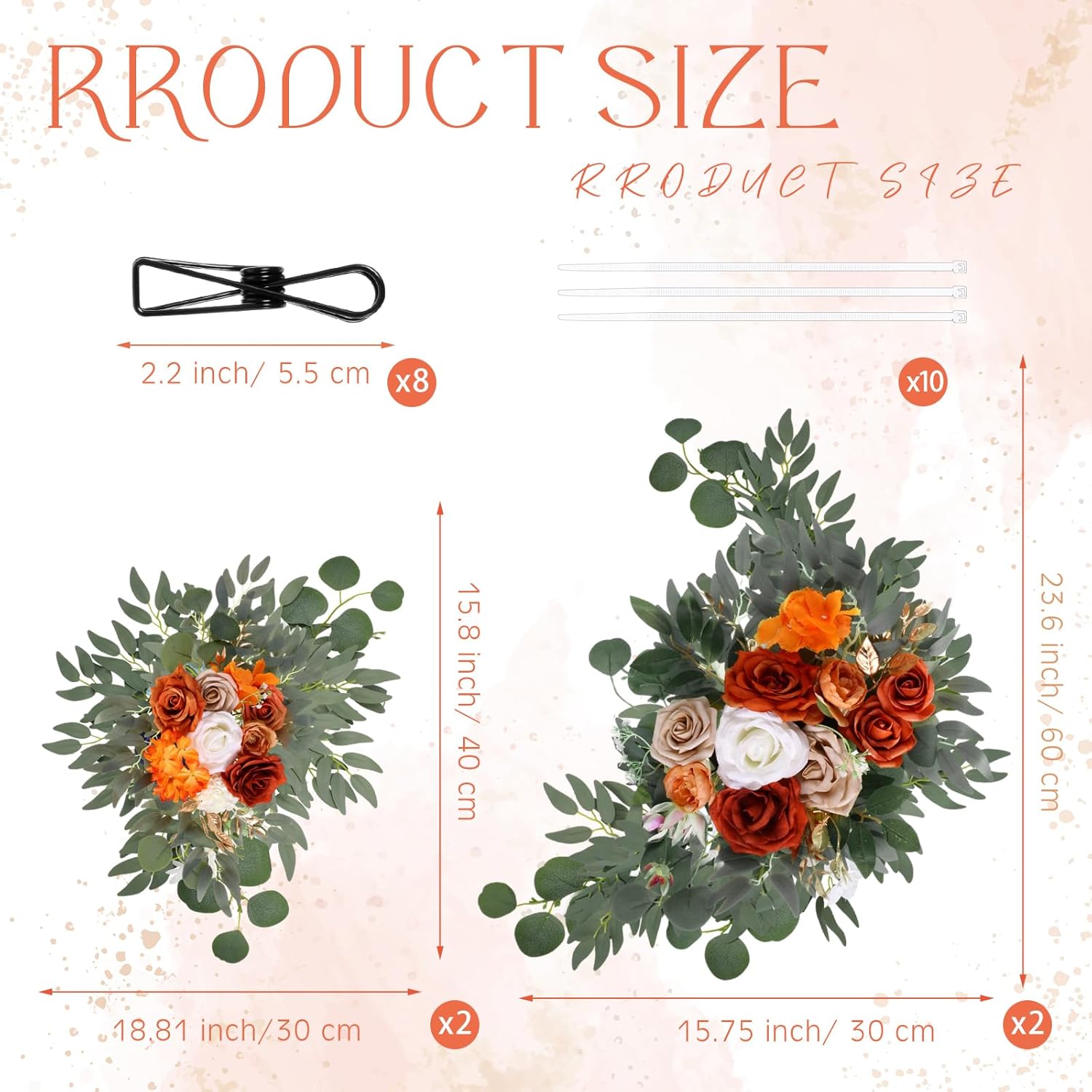 Hotop Honey Orange Gradient Artificial Flower Arch Set of 4