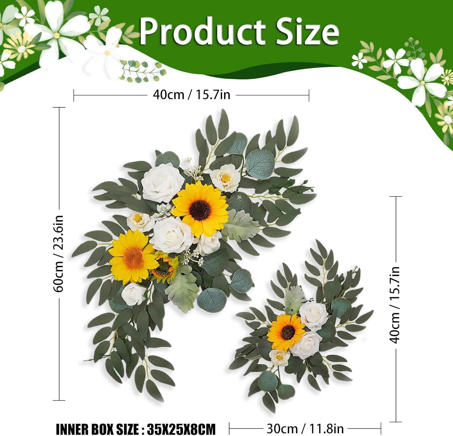 ZEBMOON Sunflower Wedding Arch Decor Swag Set of 2