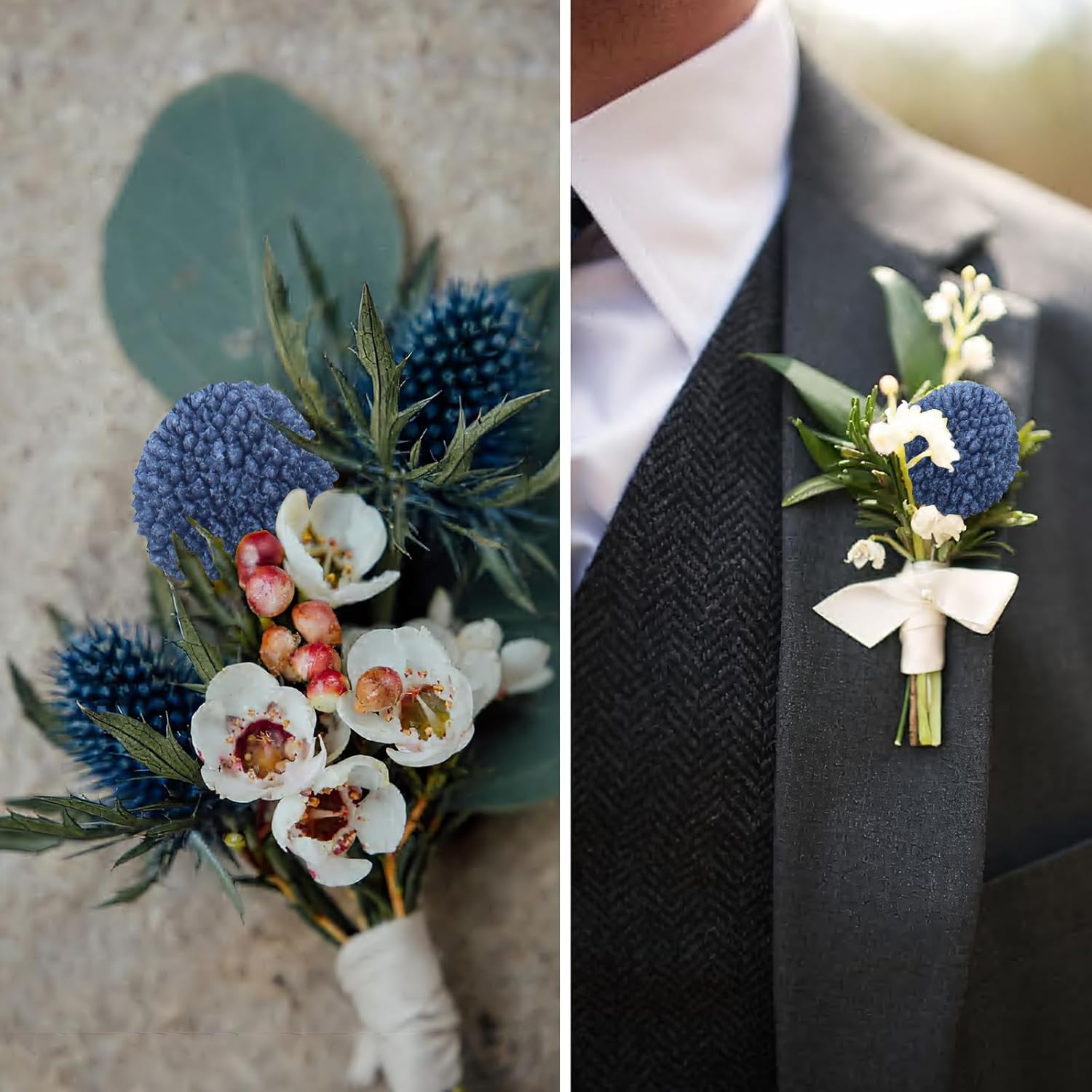 CISDUEO 20 Pcs Dried Billy Balls Blue Flowers Bouquet Decor