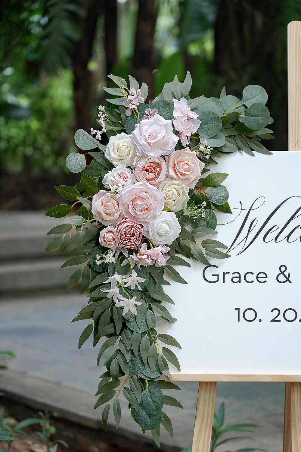 Pink Ivory Artificial Wedding Flower Set of 2 for Welcome Arch