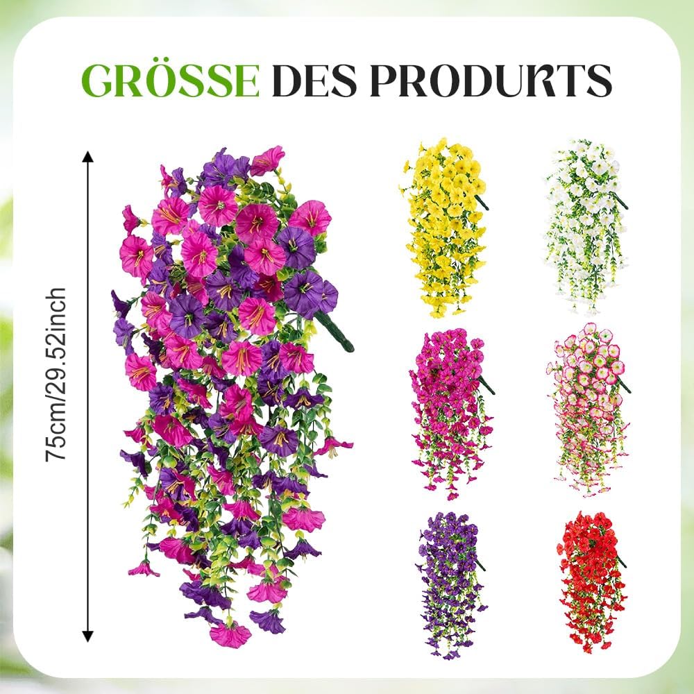 Artificial Hanging Morning Glory Flowers with Eucalyptus Leaves Pink