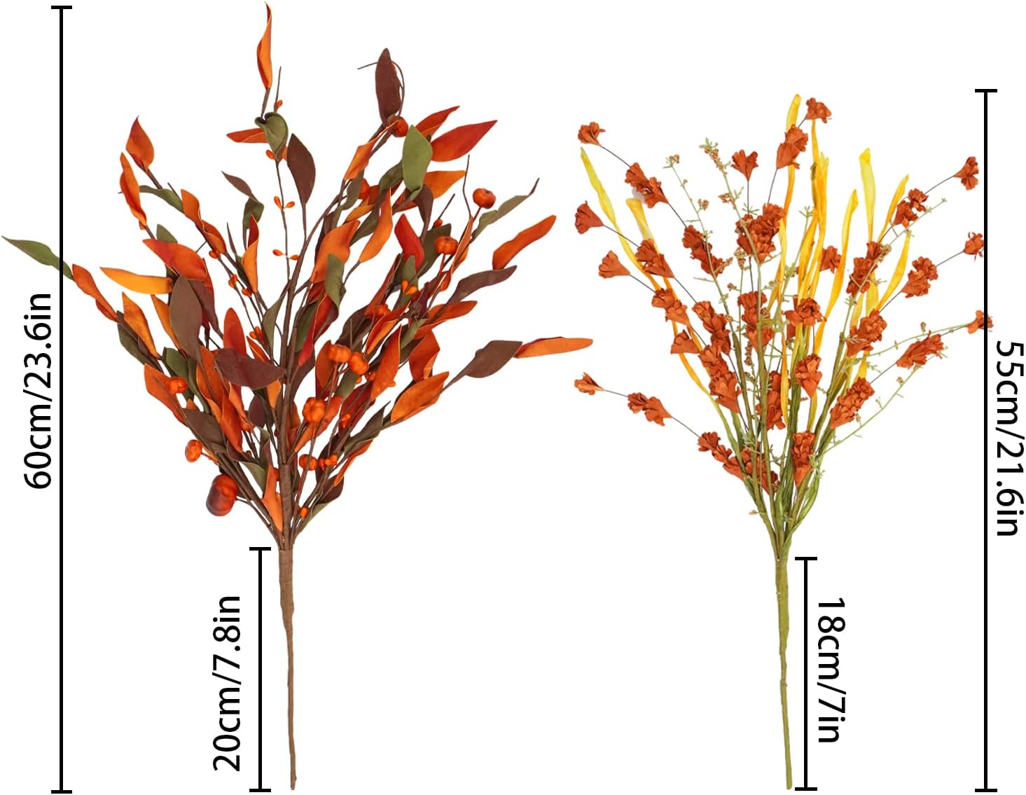 Uieke 2PCS Artificial Fall Flowers with Small Pumpkin