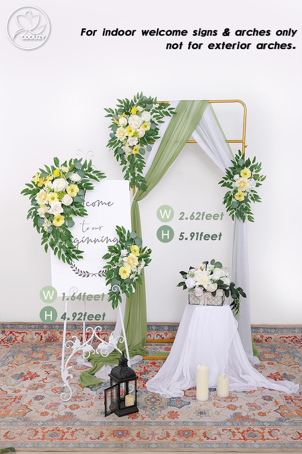 Pack of 2 Yellow Artificial Wedding Arch Flowers Reusable Decorations