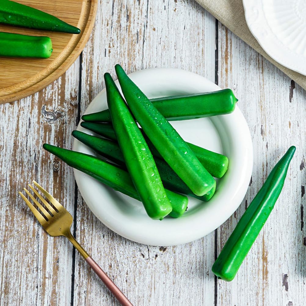 10Pcs Artificial Okra Display Props for Home Decor