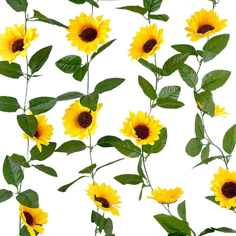 KUPOO 4 Pack Artificial Sunflower Garland