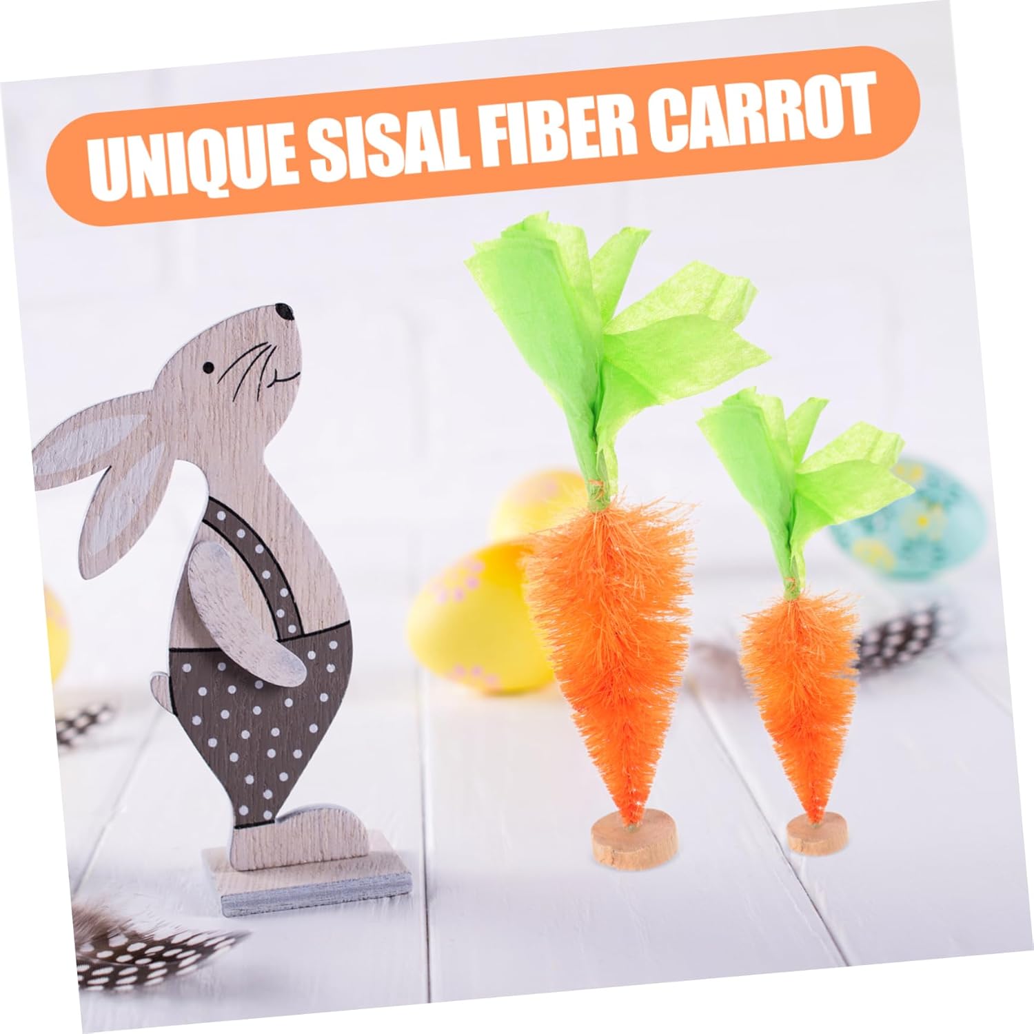 6pcs Sisal Fiber Carrot Ornaments for Easter Party Decor
