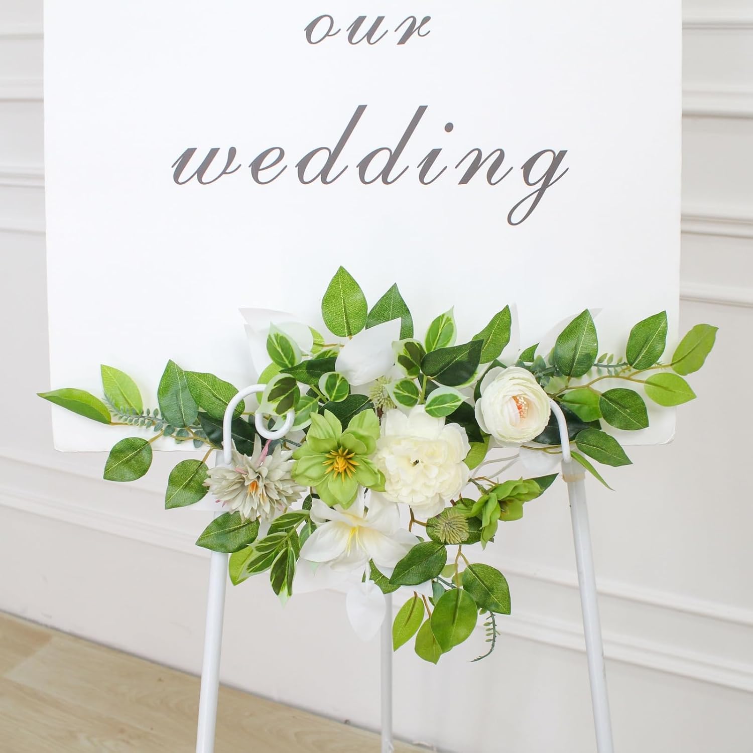 Wedding Arch Flowers Faux Set of 2 Green Decorations