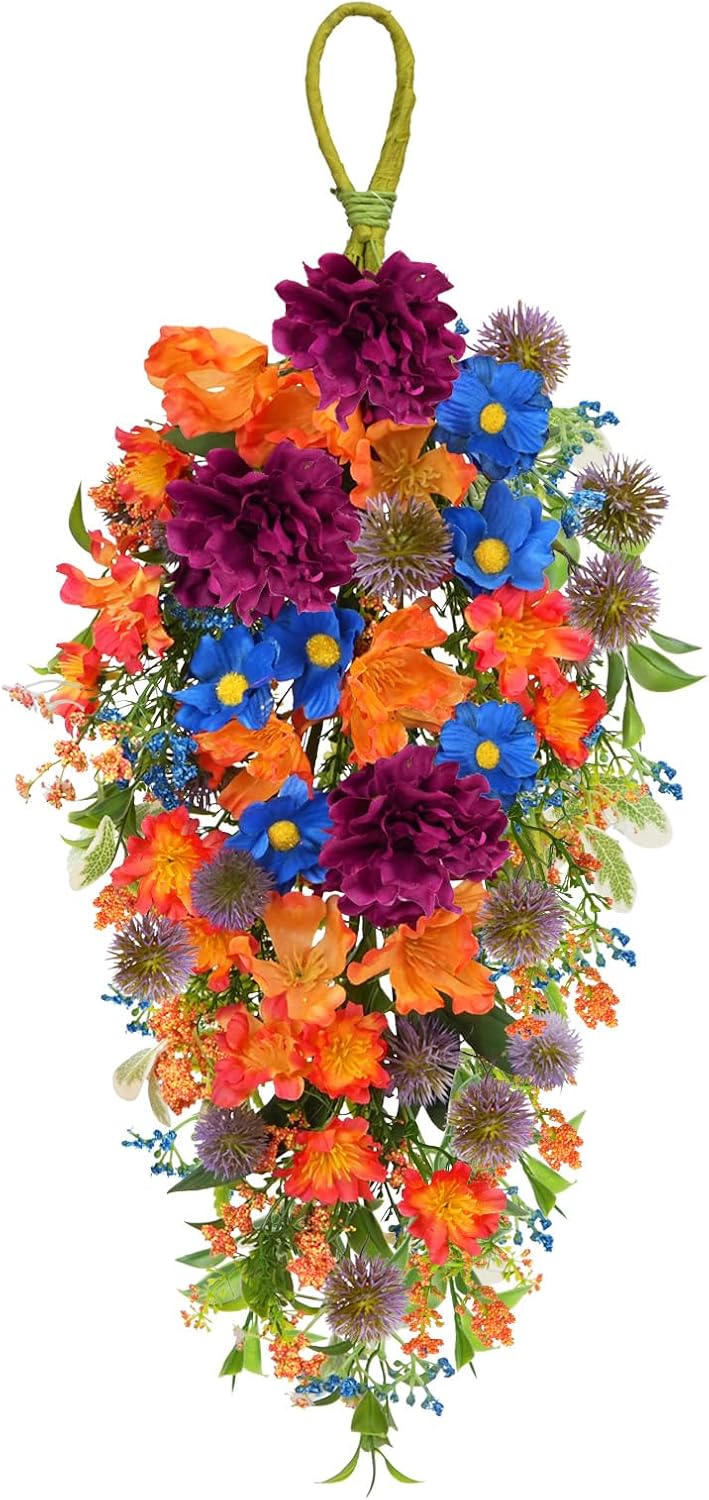 217 Inch Artificial Daisy Hydrangea Hanging Flower Basket