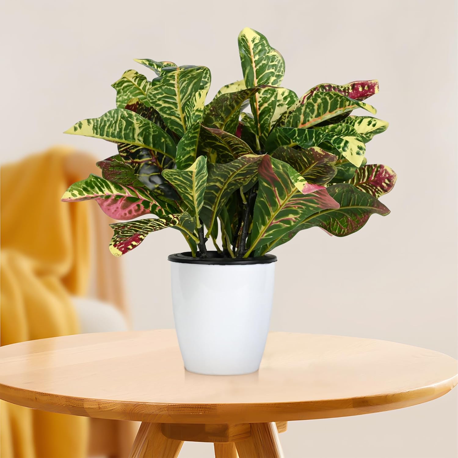 Artificial Croton Plant Leaf Branches 2 Pack