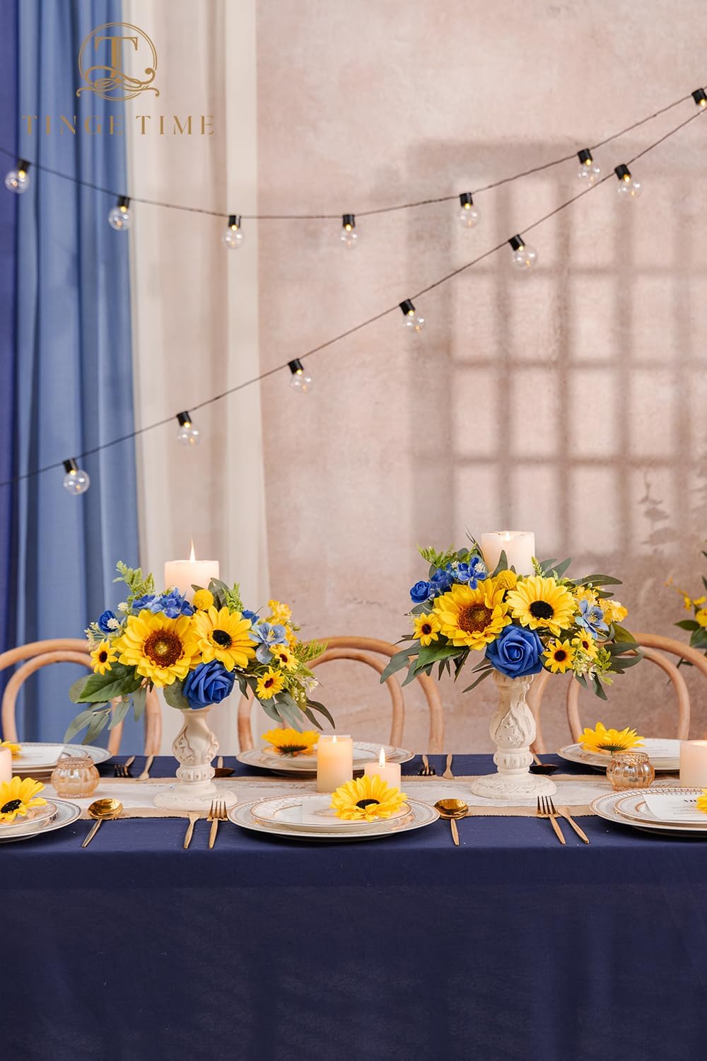 TINGE TIME 2pcs Artificial Flower Candelabras for Wedding Decor