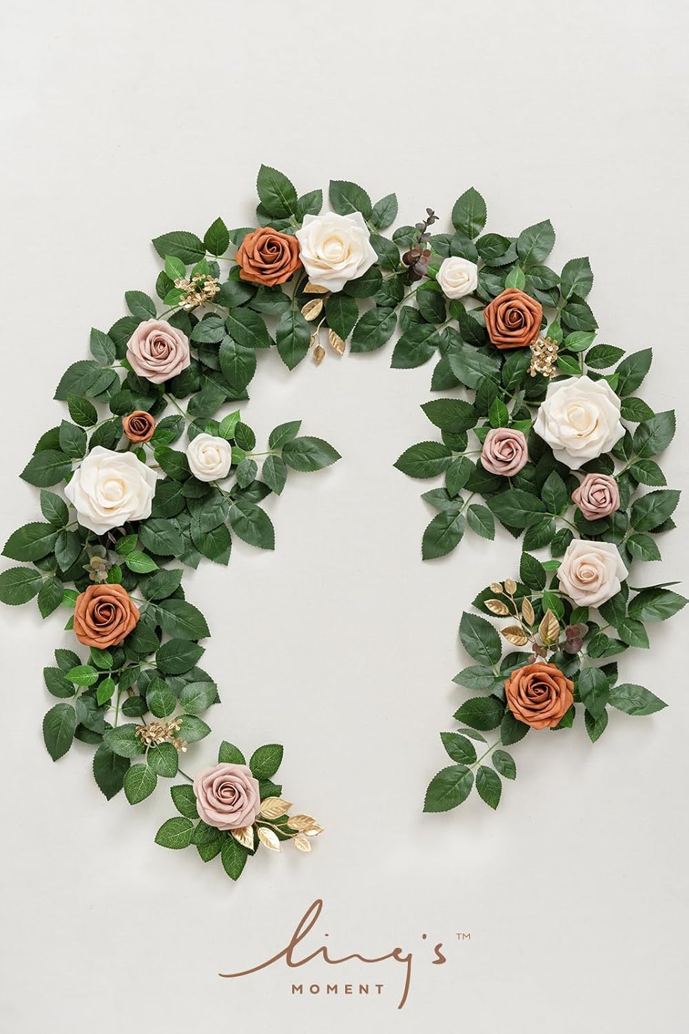 Lings Moment 5FT Artificial Rose Garland Ivory Arch Decor