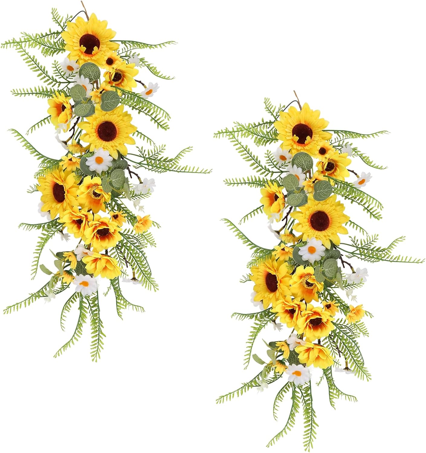 2PCS Artificial Sunflower Swags for Front Door