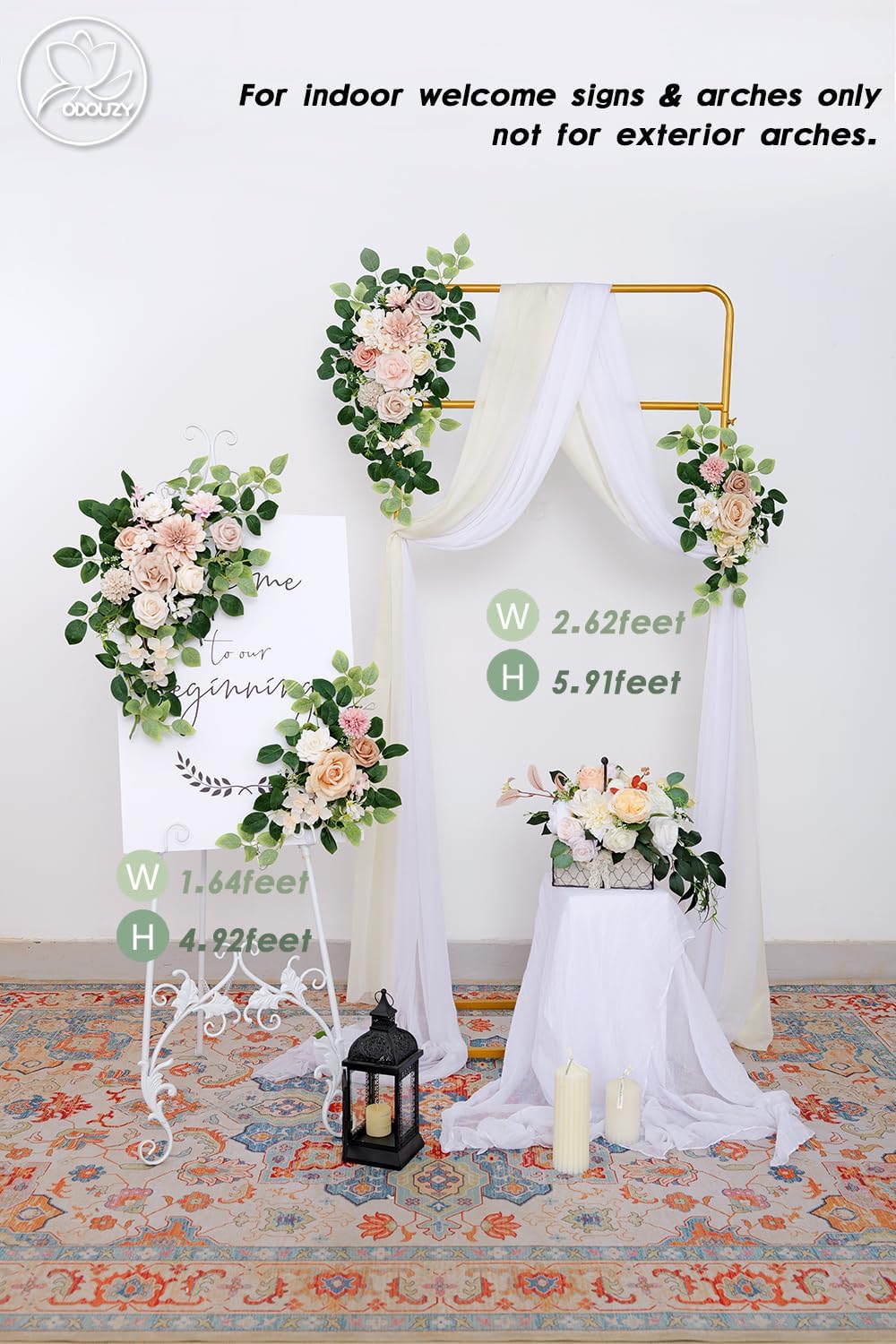 Odouzy Pack of 2 Pink Artificial Wedding Arch Flowers
