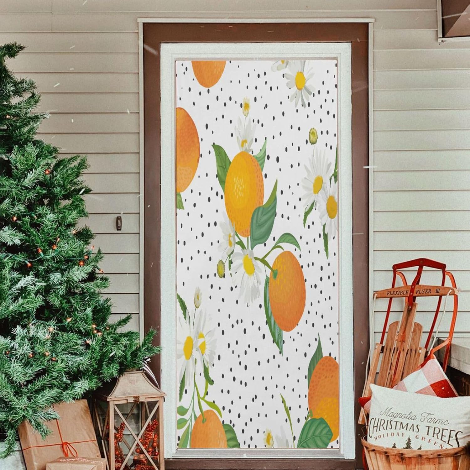 Susiyo Tropic Fruits Leaves Daisy Flowers Christmas Door Cover 32x79