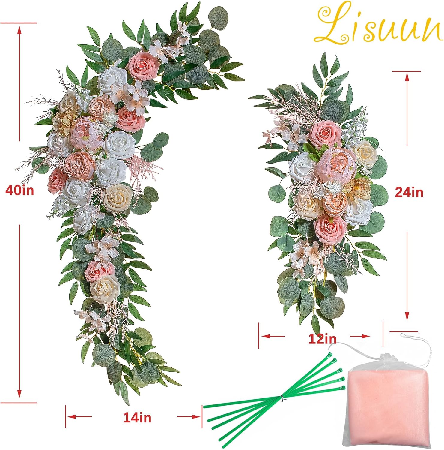 Lisuun Wedding Arch Artificial Flowers Decor Pack of 3