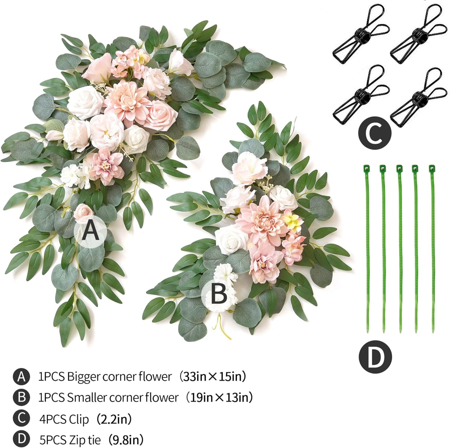Wedding Sign Faux Flower Swag Pack of 2 Pink Decor