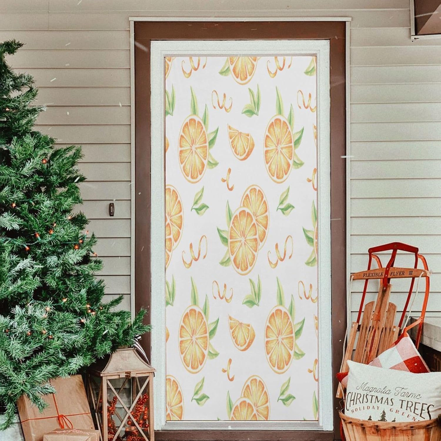 Susiyo Halloween Orange Door Cover Stretch Fabric