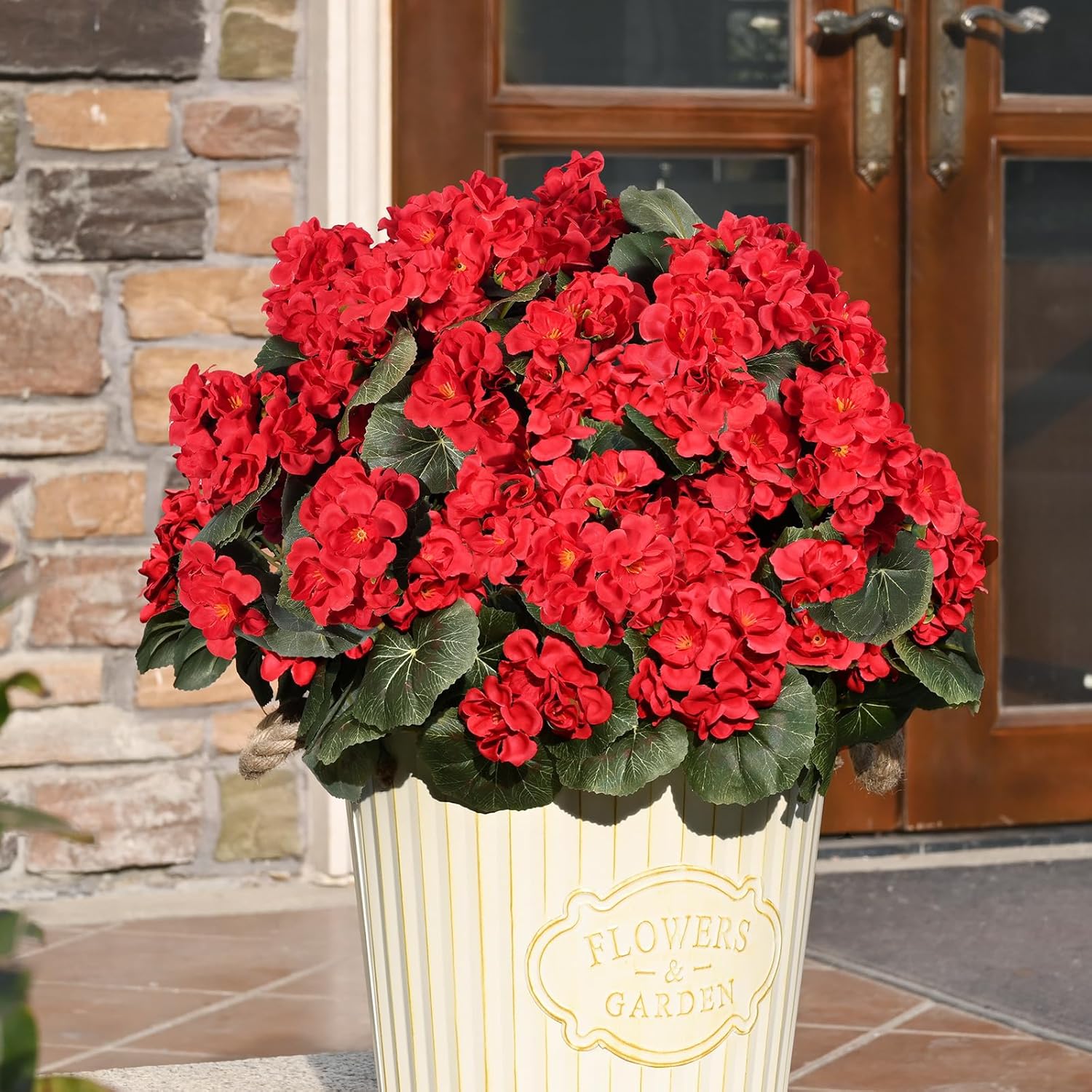 Waipfaru 8Pcs Artificial Geraniums for Outdoor Decor