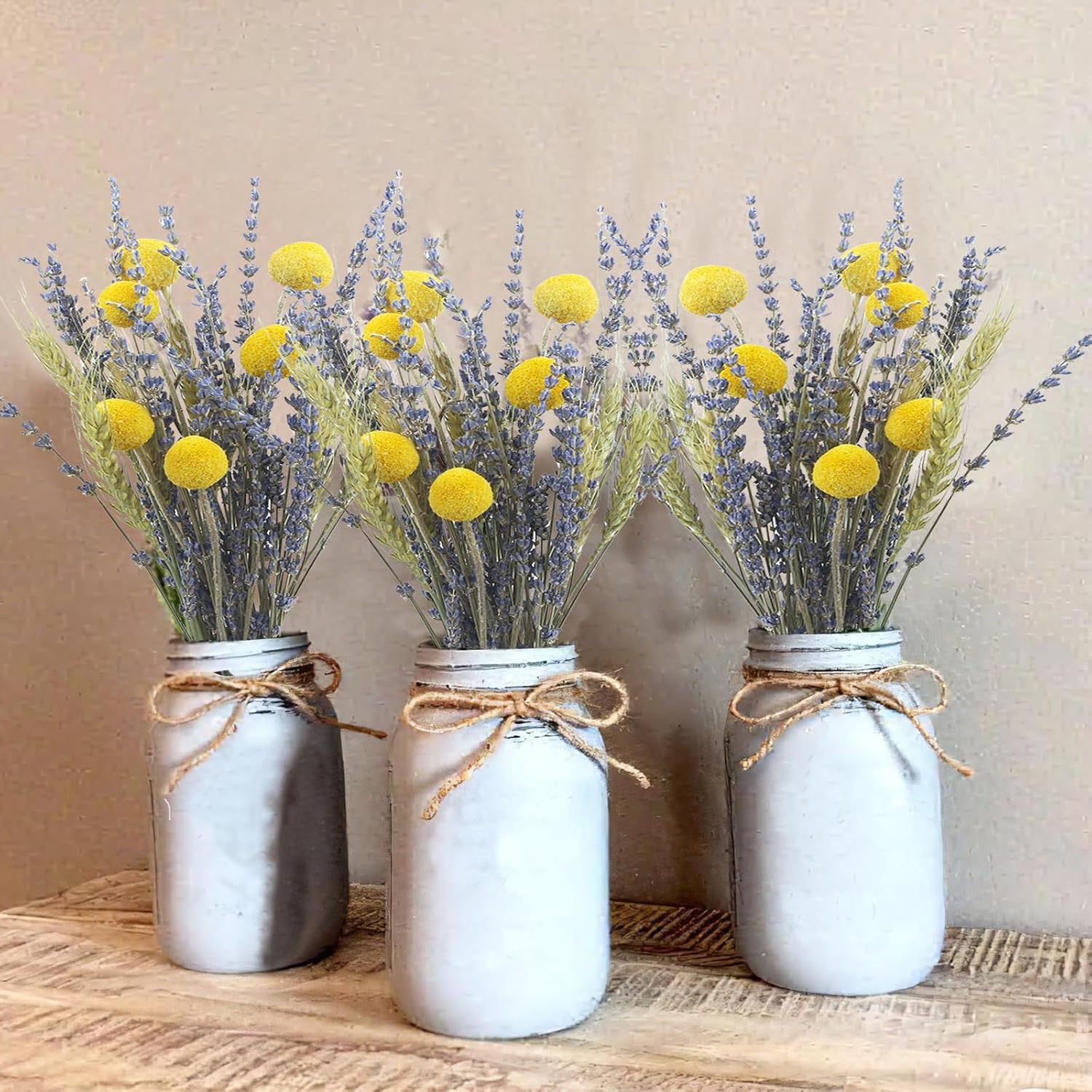 CISDUEO Natural Dried Flower Bouquet with Wheat Stalks and Lavender