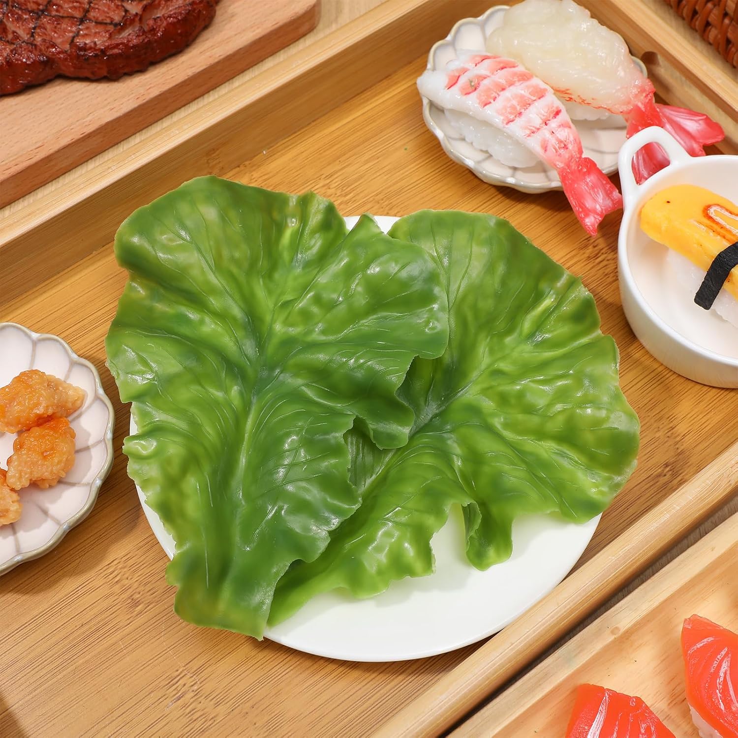 Cabilock 3pcs Artificial Lettuce Leaf Decor for Home Restaurant