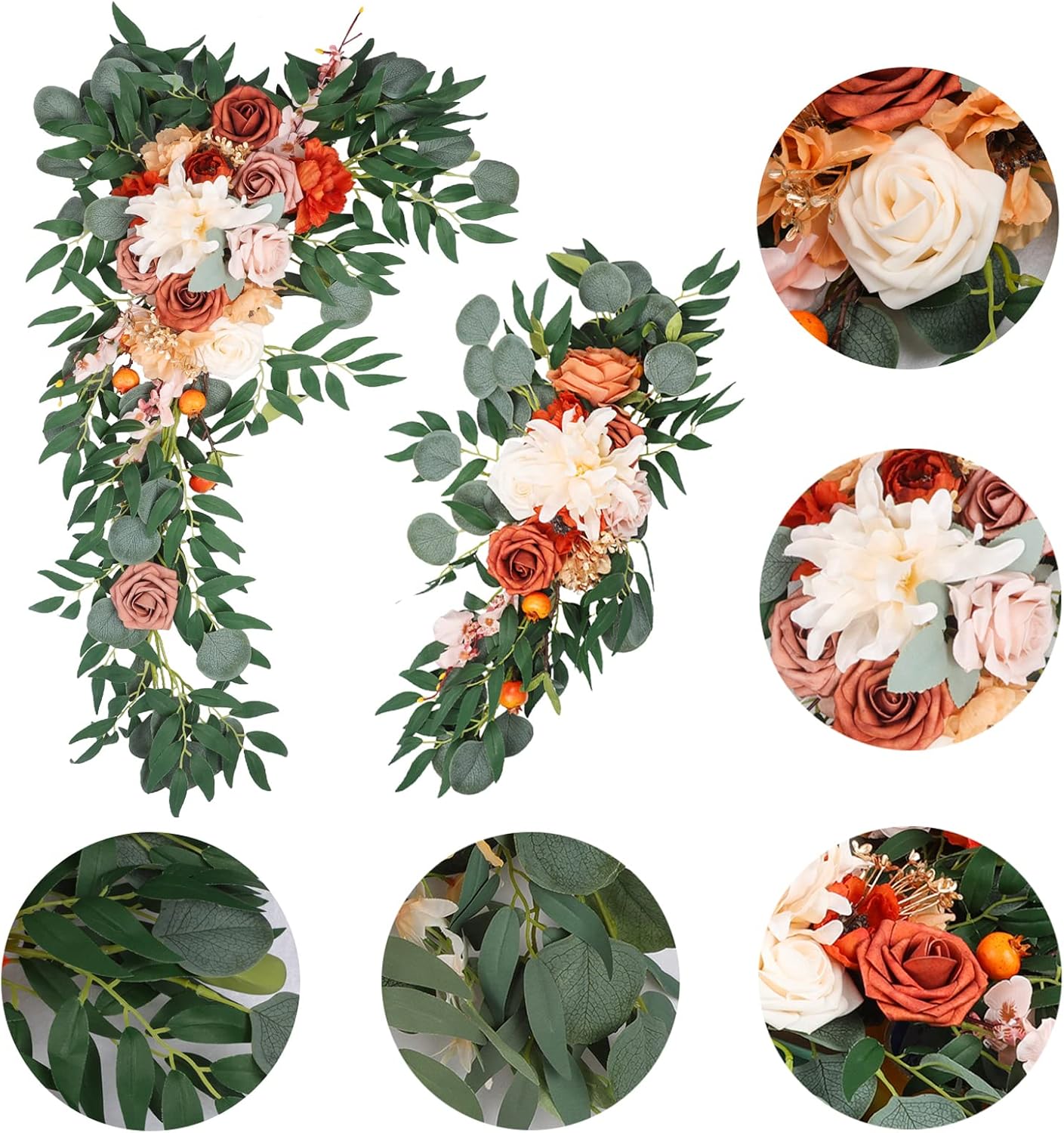 Emivery Artificial Wedding Arch Flowers Kit for Decor