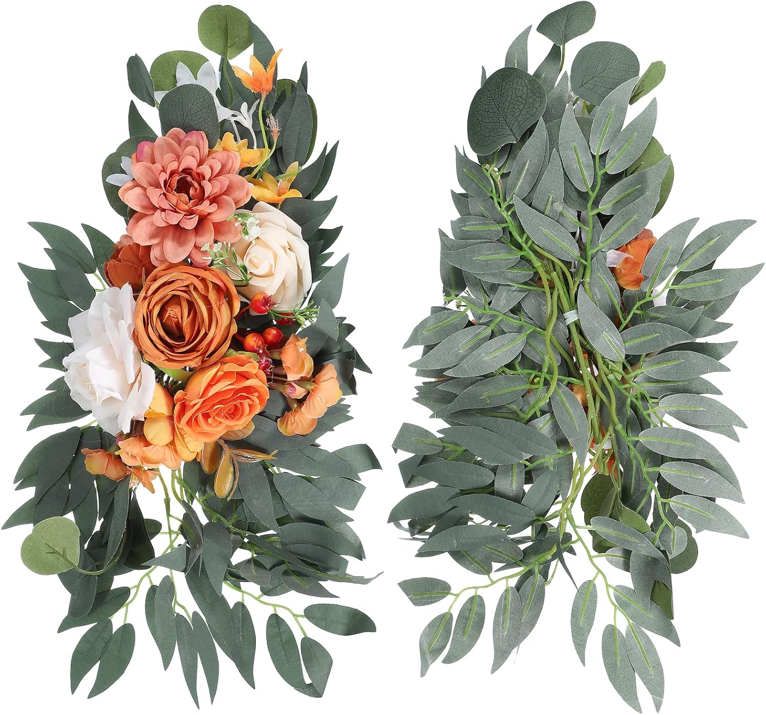 PATIKIL Artificial Rose Wedding Arch Flowers with Leaves Orange