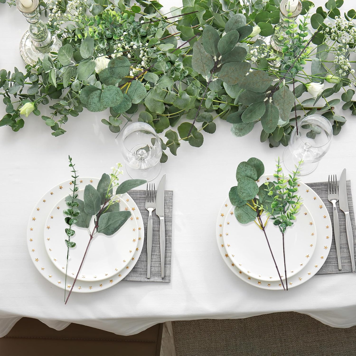 Ceenna 120 Pcs 6 Kinds Artificial Eucalyptus Greenery Set