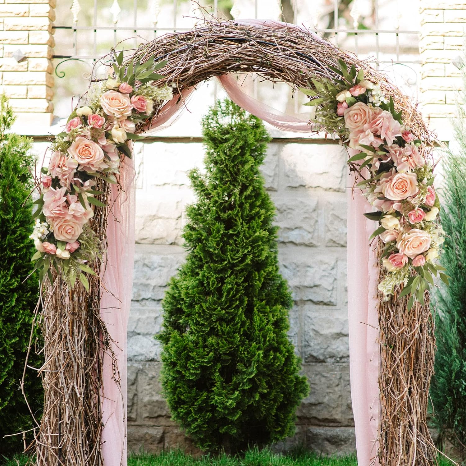 Artificial Rose Wedding Arch Decor Pink Floral Swag