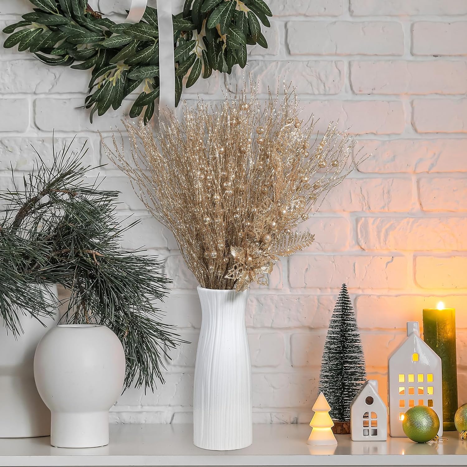 36 Pcs Glitter Christmas Tree Picks 17 Inch Decor