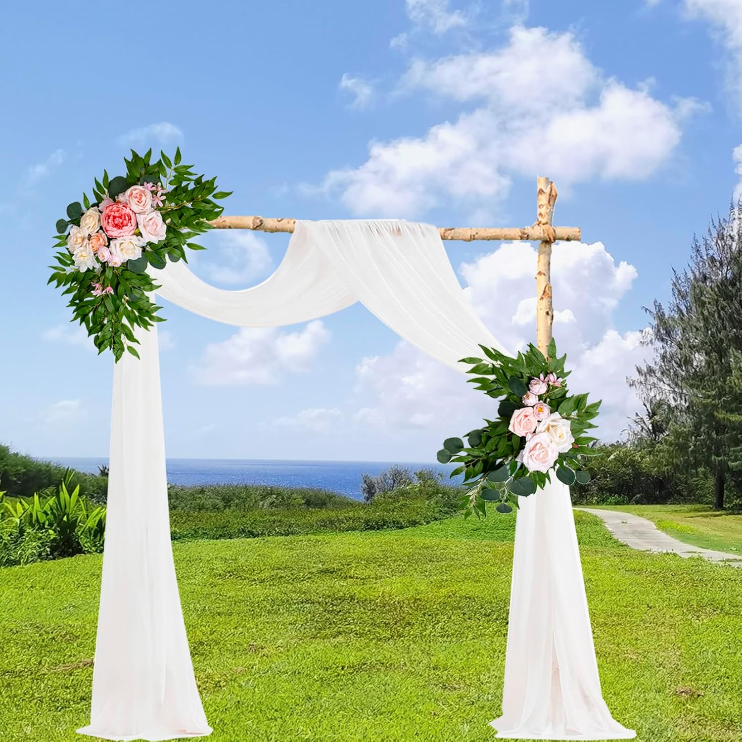 AitnWoy Artificial Wedding Arch Flowers Kit 2PCS Dust Rose
