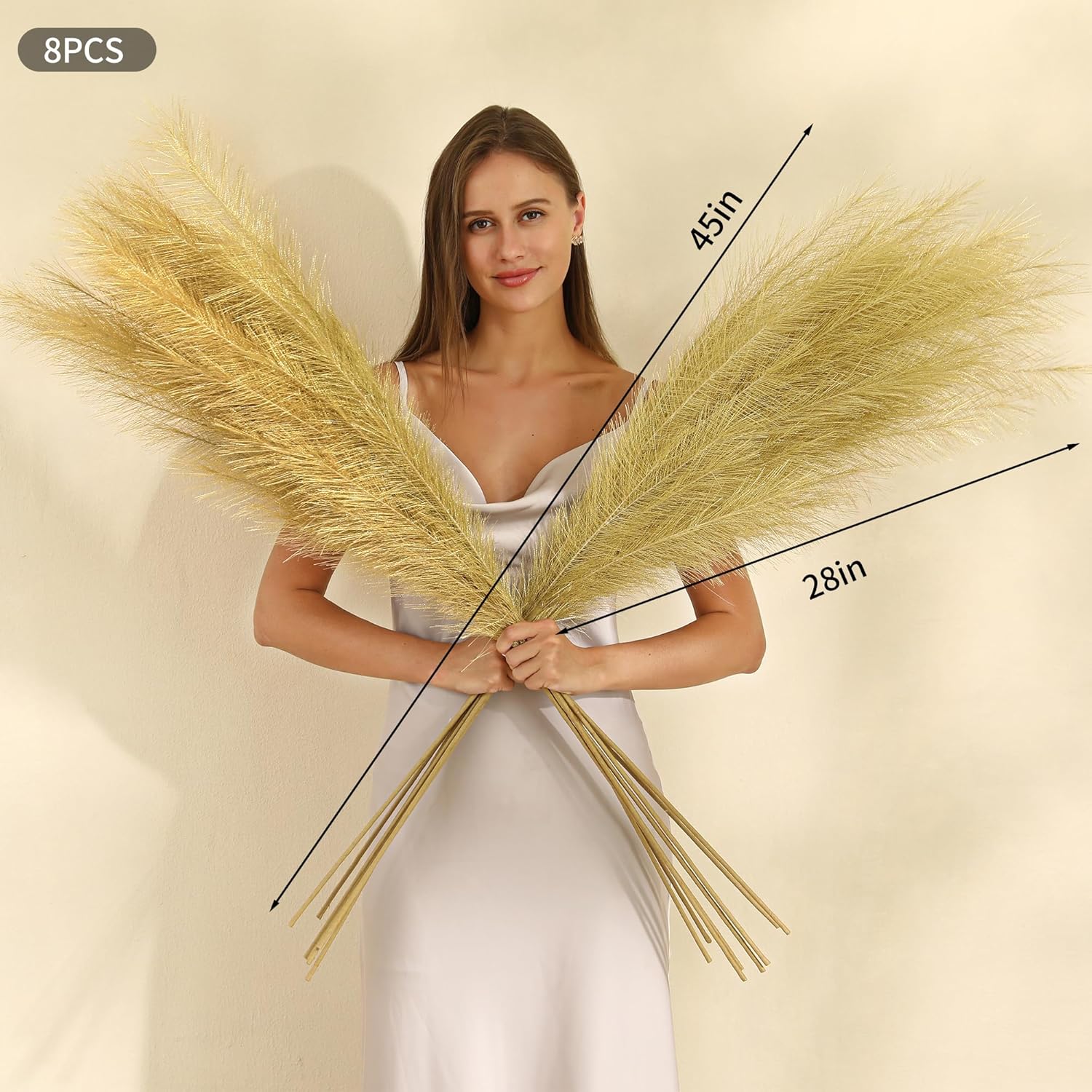Gold Pampas Grass Decor Set of 8 45 Inch